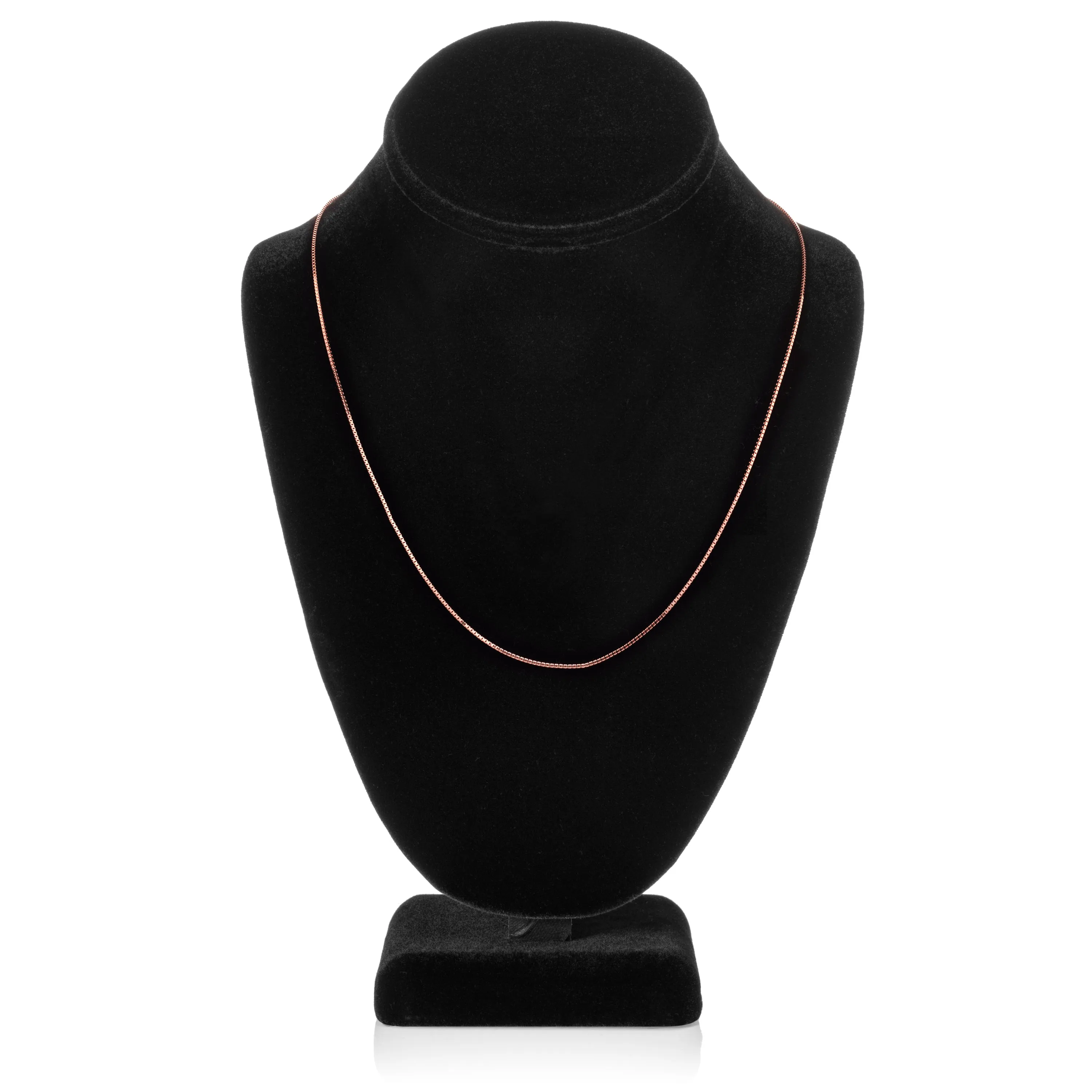 14K Solid Rose Gold Necklace | Box Link Chain | 20 Inch Length | 1.0mm Thick