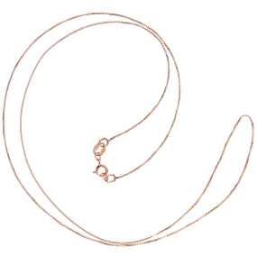 14K Solid Rose Gold Necklace | Box Link Chain | 20 Inch Length | .60mm Thick