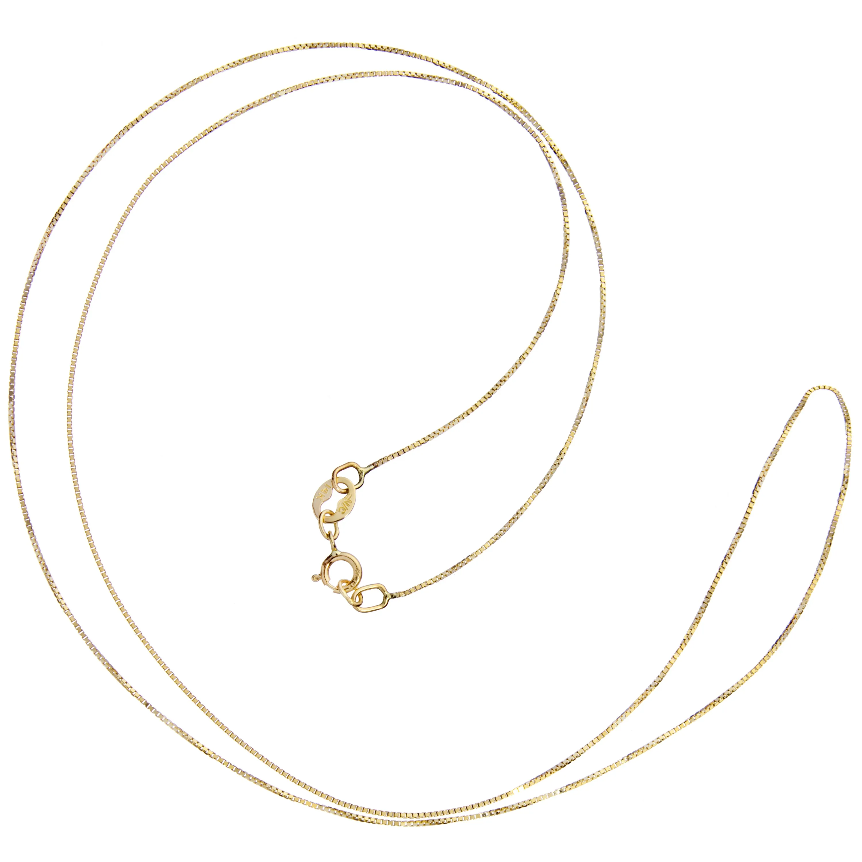 14K Solid Yellow Gold Necklace | Box Link Chain | 20 Inch Length | .60mm Thick