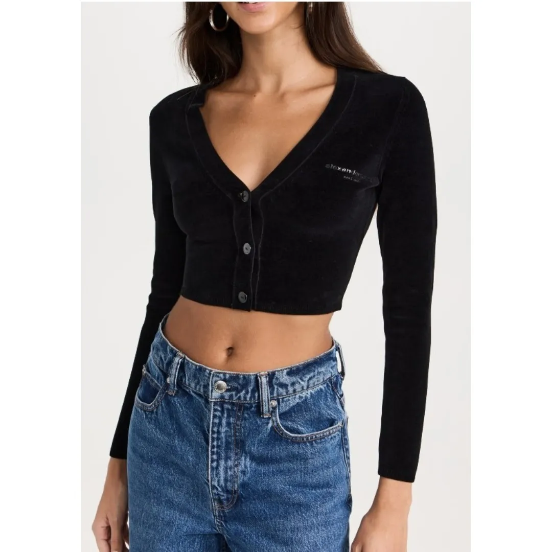 Alexander Wang  |Casual Style Long Sleeves Plain Cotton Logo Cardigans