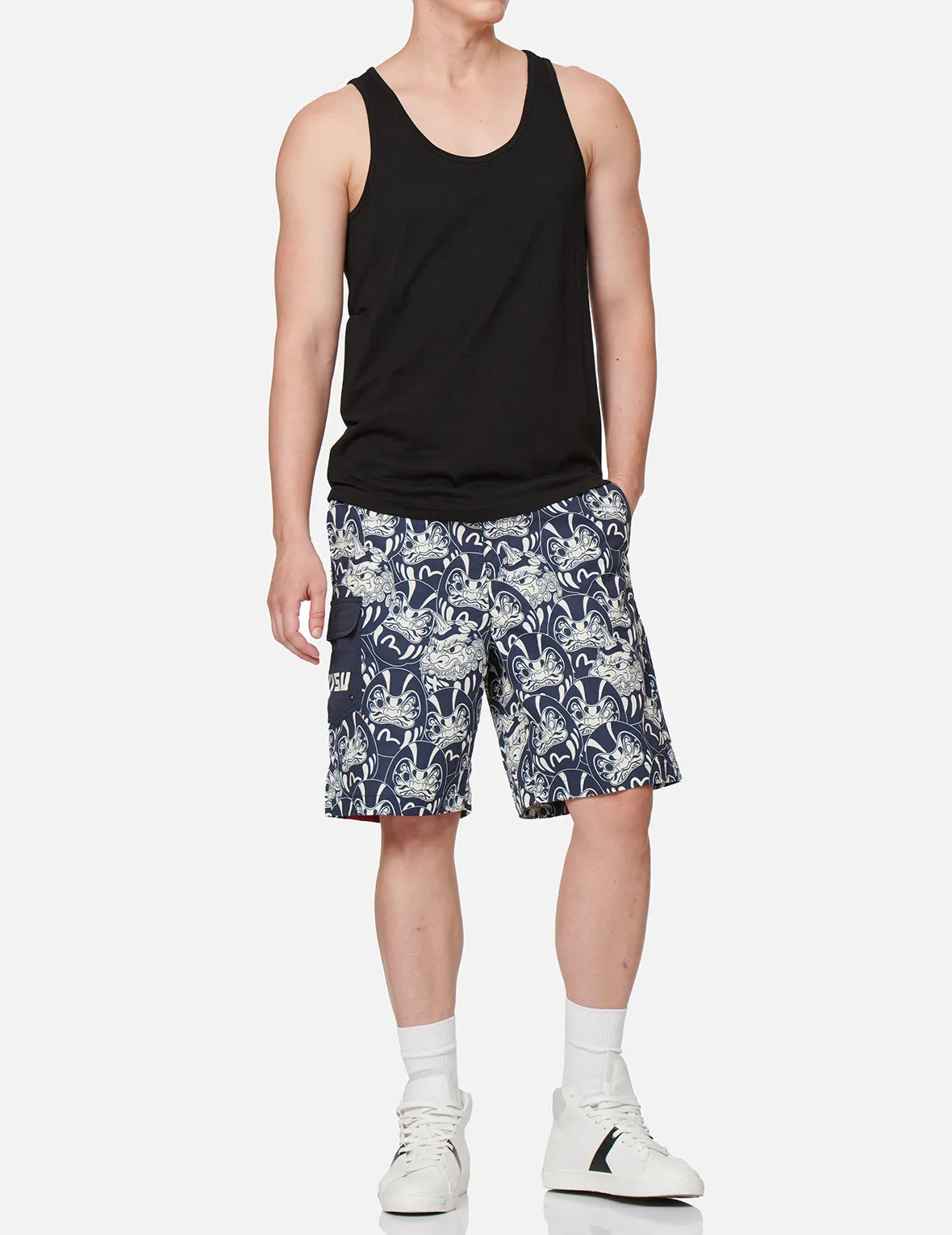 Allover Daruma Buddies Print Board Shorts