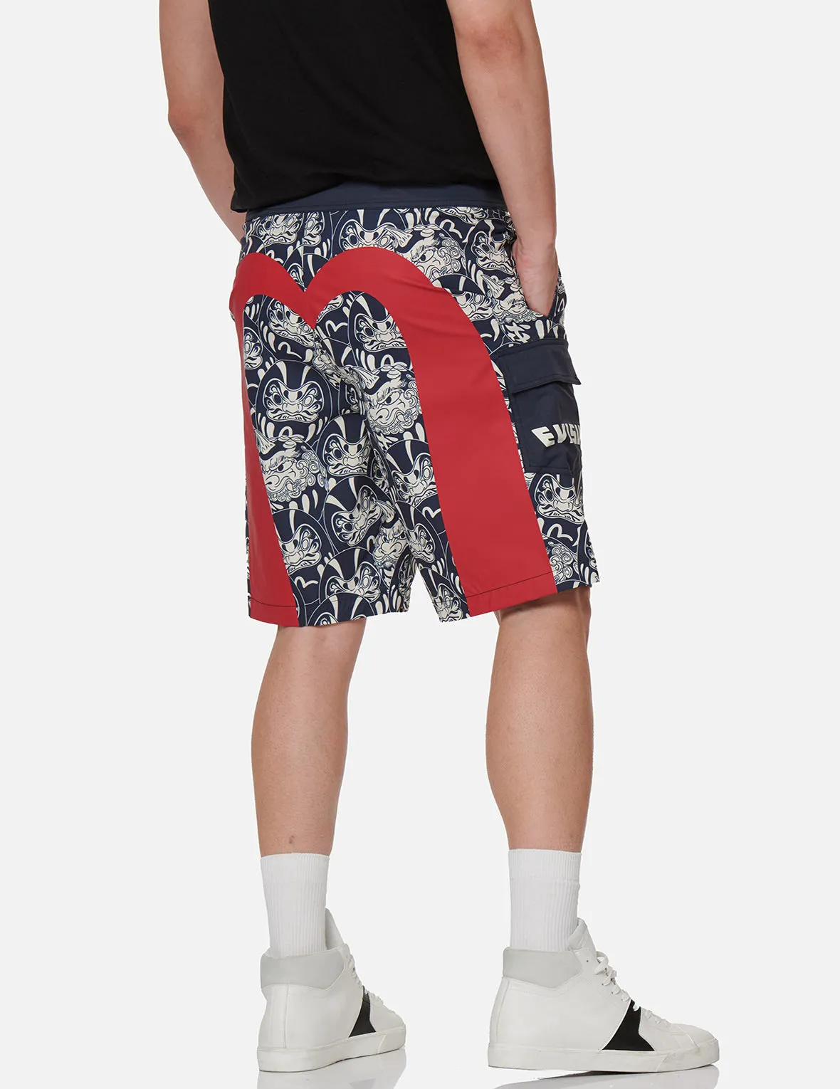 Allover Daruma Buddies Print Board Shorts