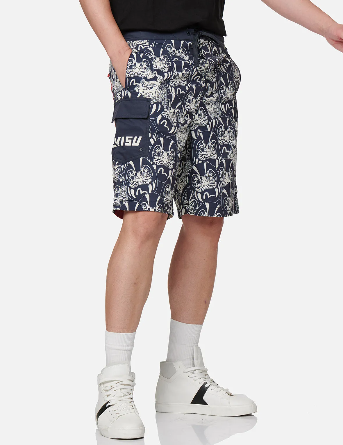 Allover Daruma Buddies Print Board Shorts