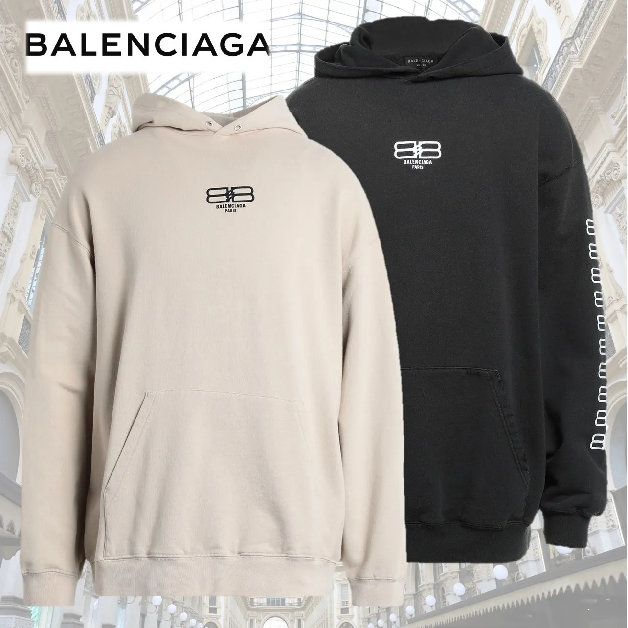 BALENCIAGA  |Crew Neck Long Sleeves Plain Cotton Logo Luxury Sweatshirts