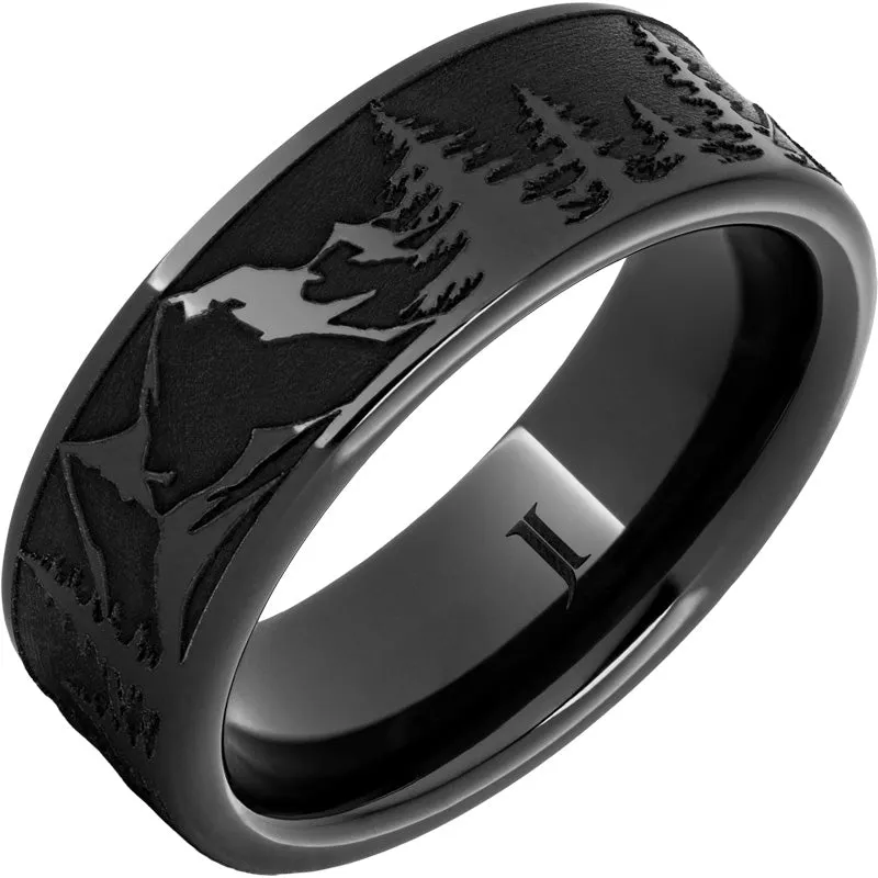 Black Diamond Ceramic Mountain Pine Forest Ring