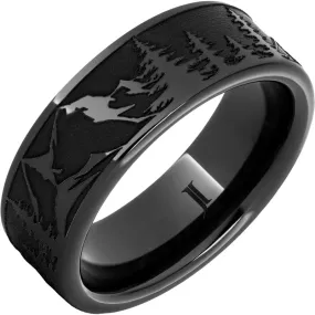 Black Diamond Ceramic Mountain Pine Forest Ring