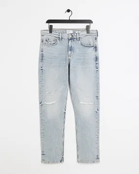 Blue slim fit ripped jeans