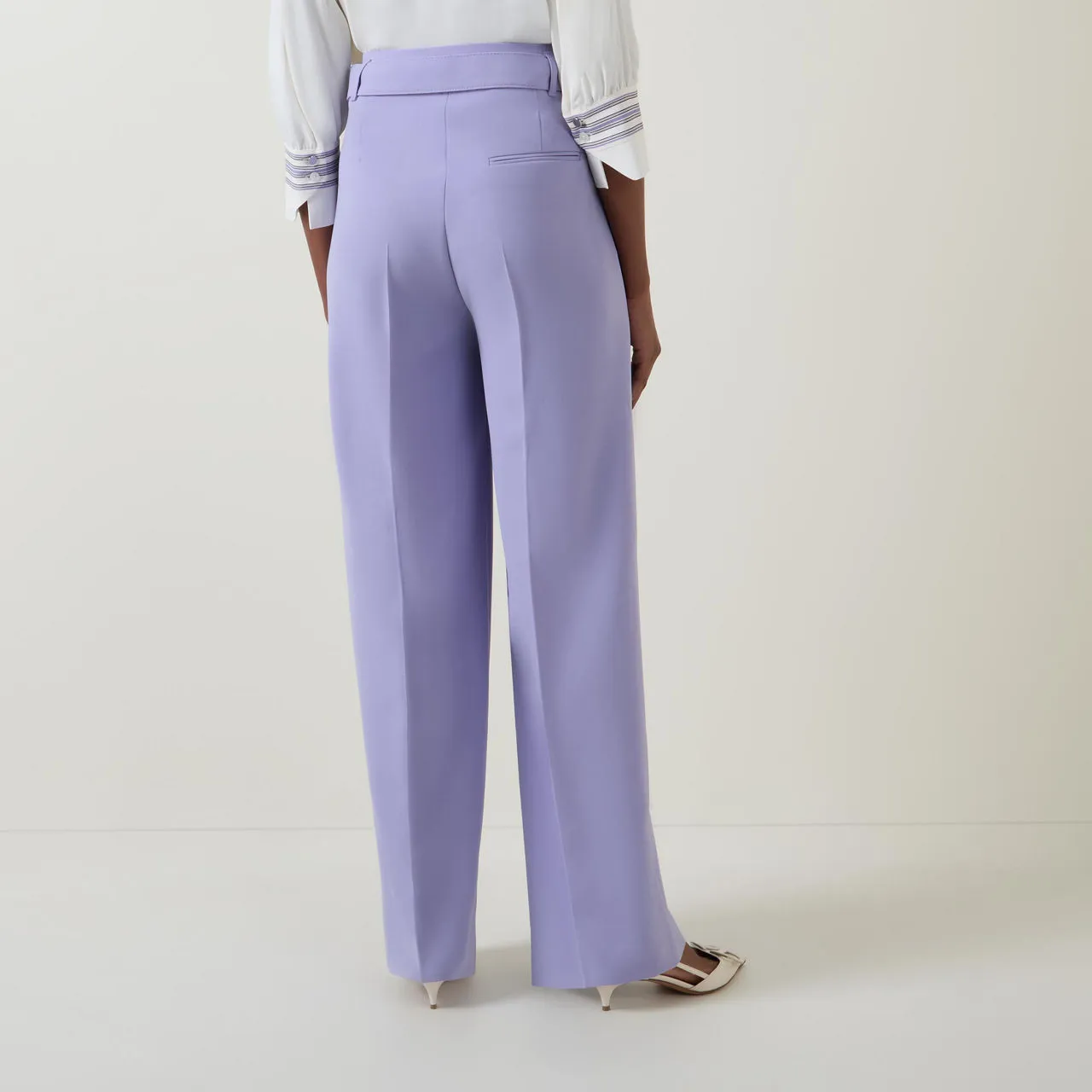 BOSS Tapiana Tie-Fastening Wide Leg Trousers - Purple