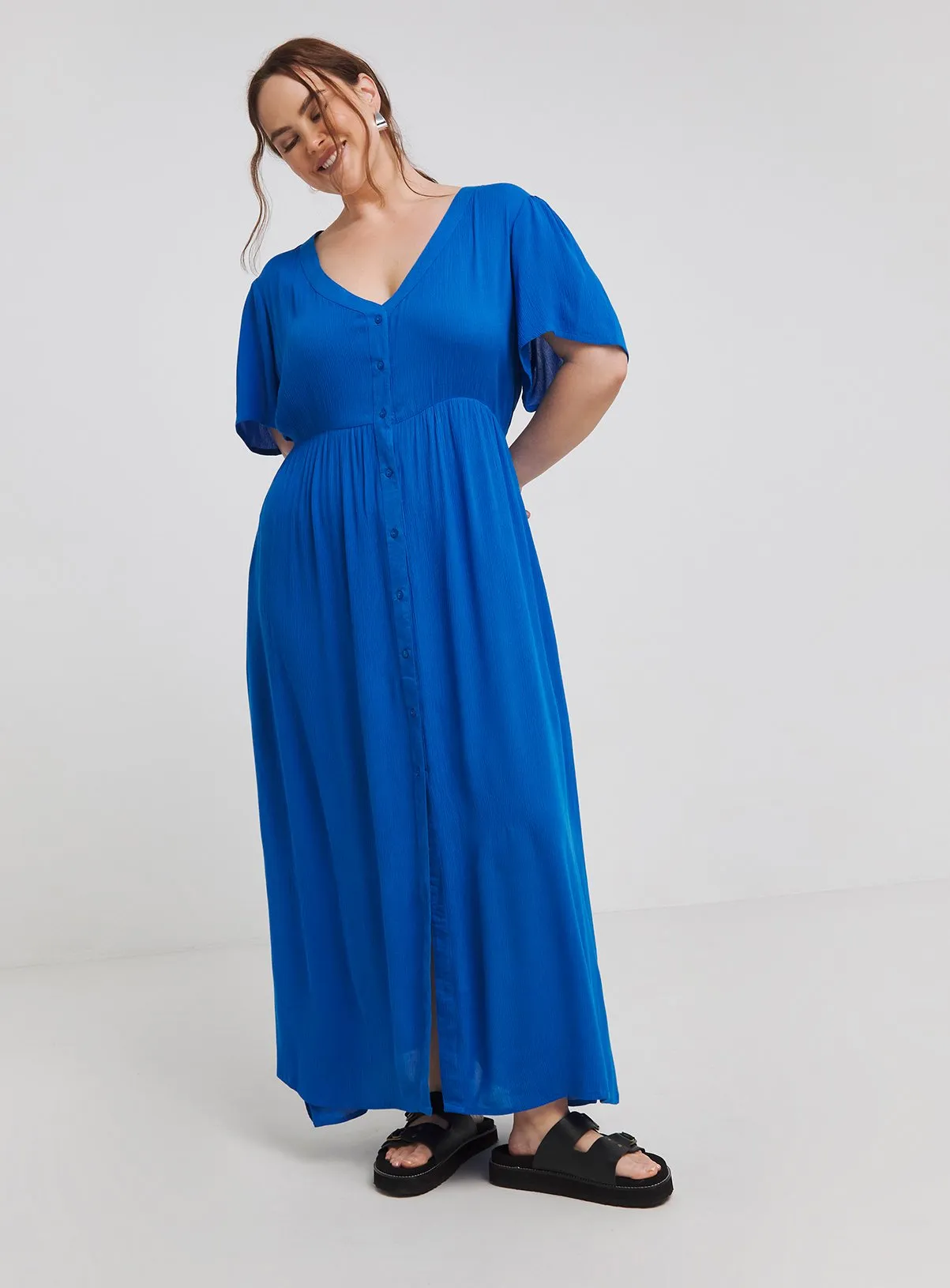 Buy SIMPLY BE Crinkle Button Up Maxi Dress 16 | Dresses | Tu