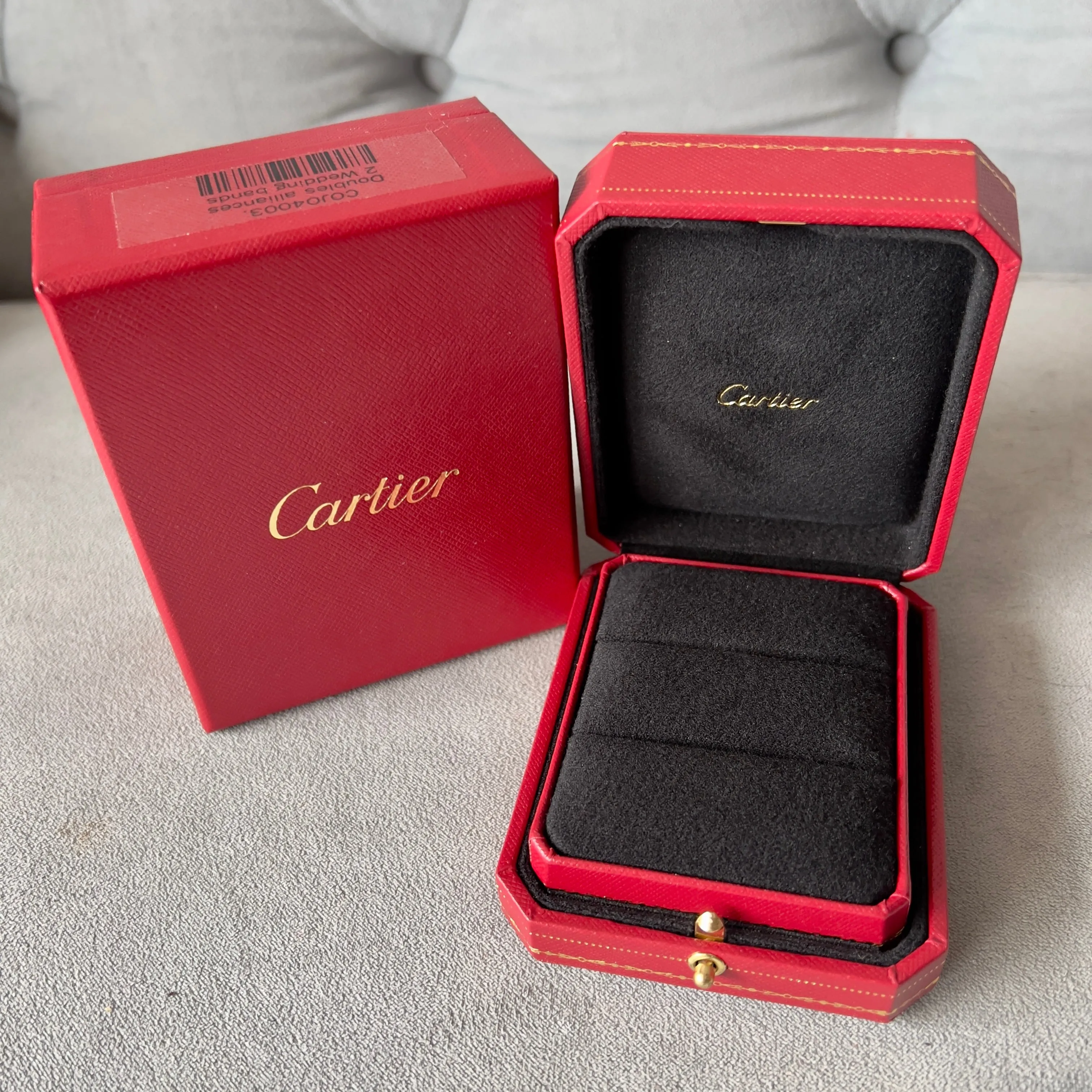 CARTIER Double Alliance Ring Box + Outer Box 4.40x3.60x1.90 inches