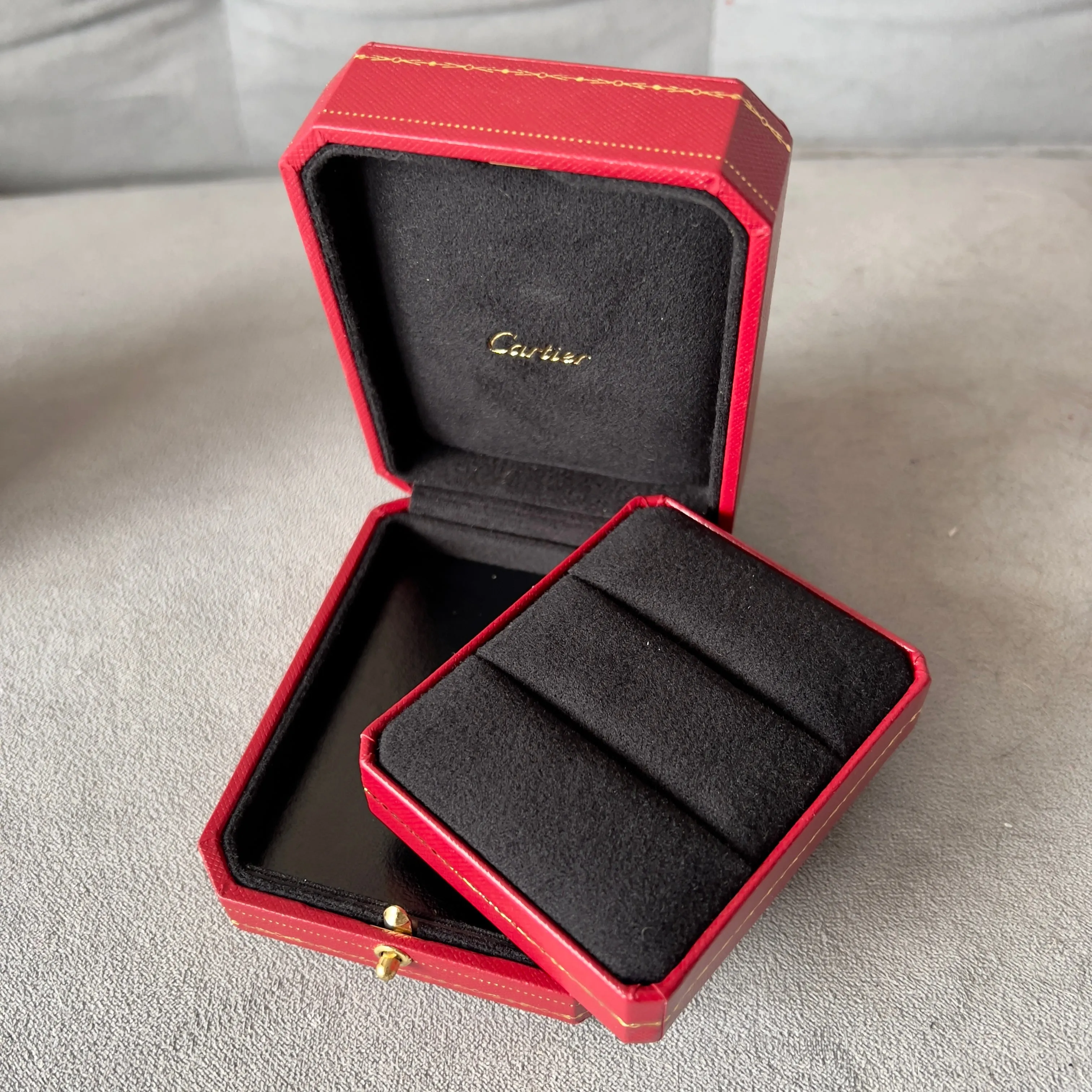 CARTIER Double Alliance Ring Box + Outer Box 4.40x3.60x1.90 inches