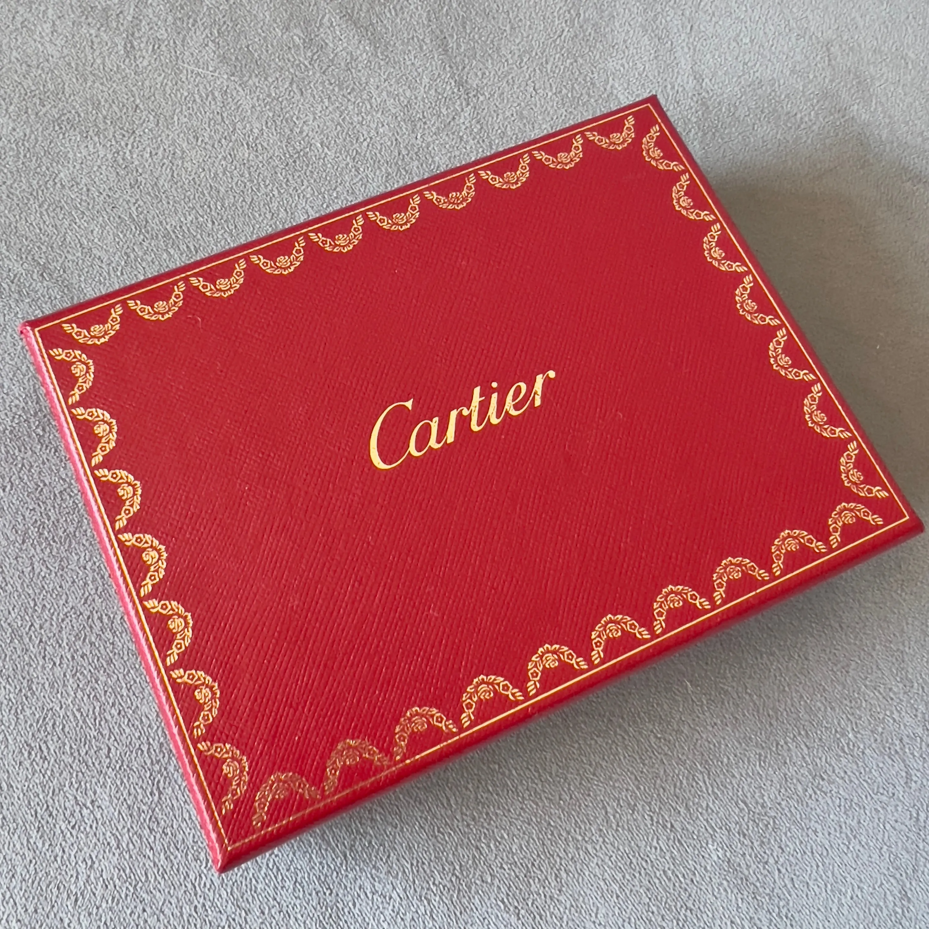 CARTIER Leather Goods Box 5.10x3.80x1.10 inches + Wrapping Cloth + Certificate + Card