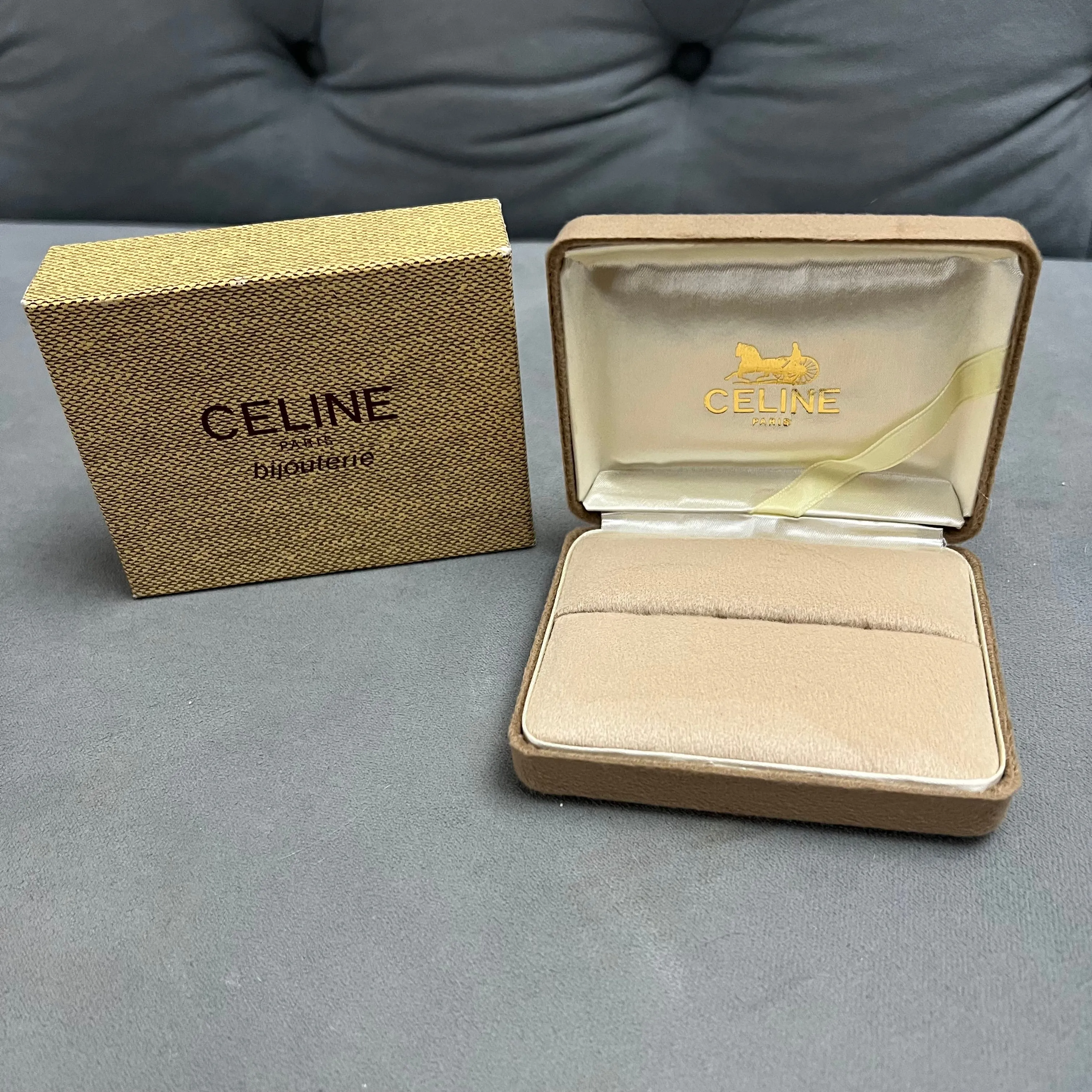 CELINE Ring/Cufflinks/Earrings Box + Outer Box 4.10x3.30x1.40 inches