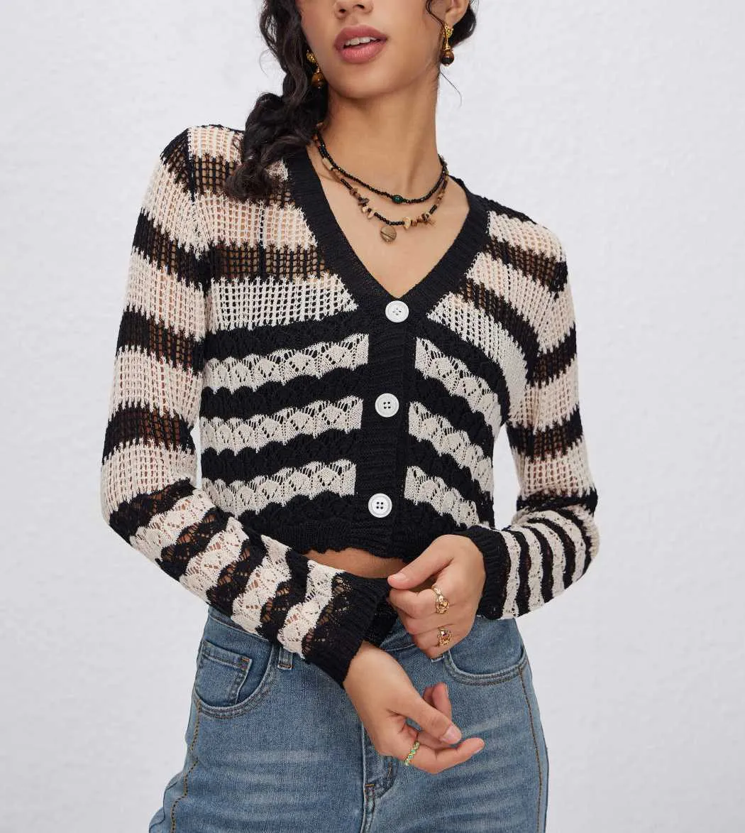 Cider  |Stripes Casual Style Long Sleeves Cardigans