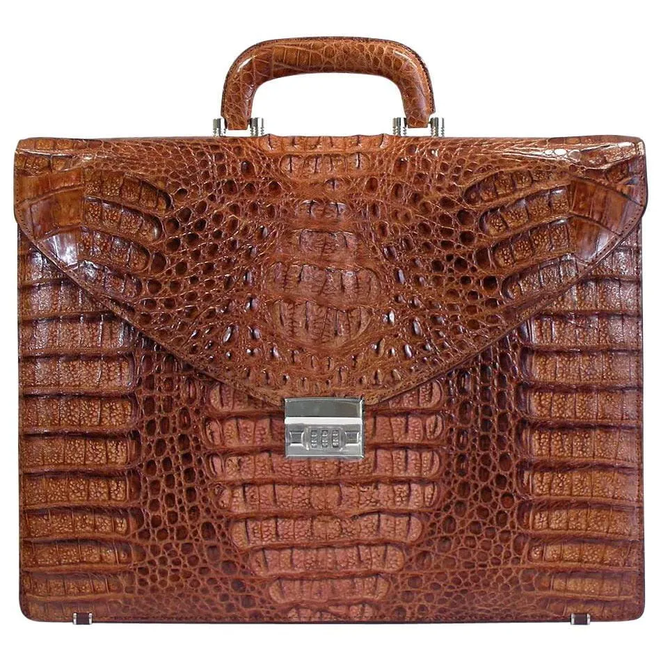 Cognac Big Crocodile Briefcase