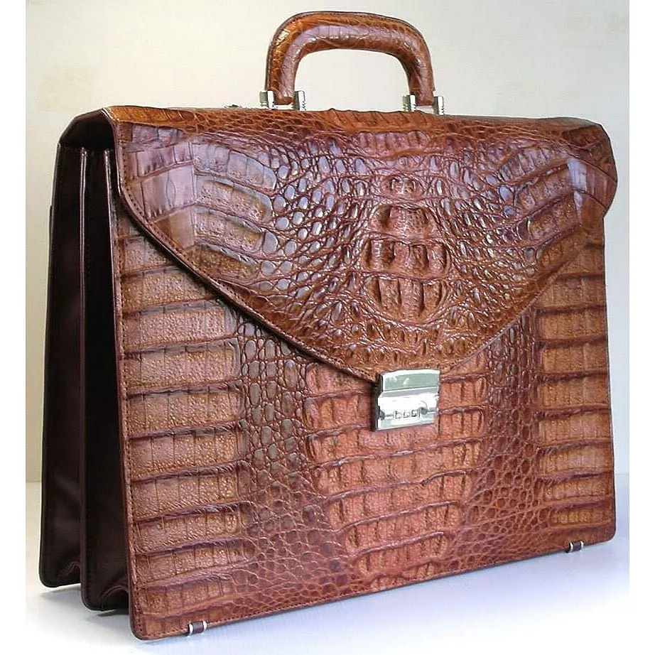 Cognac Big Crocodile Briefcase