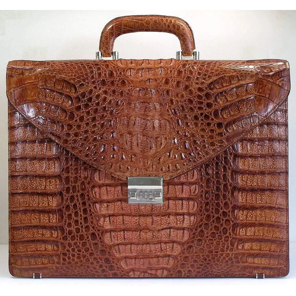 Cognac Big Crocodile Briefcase