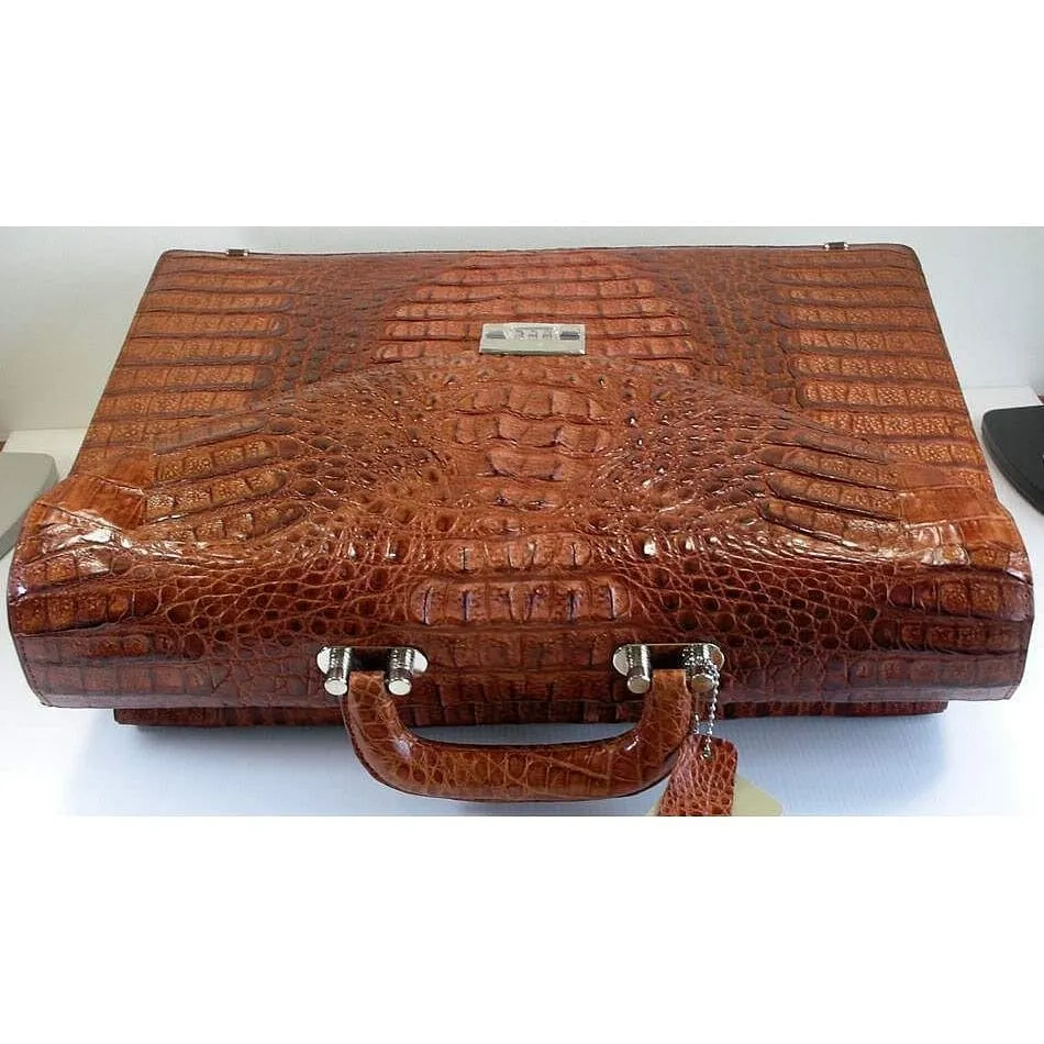 Cognac Big Crocodile Briefcase