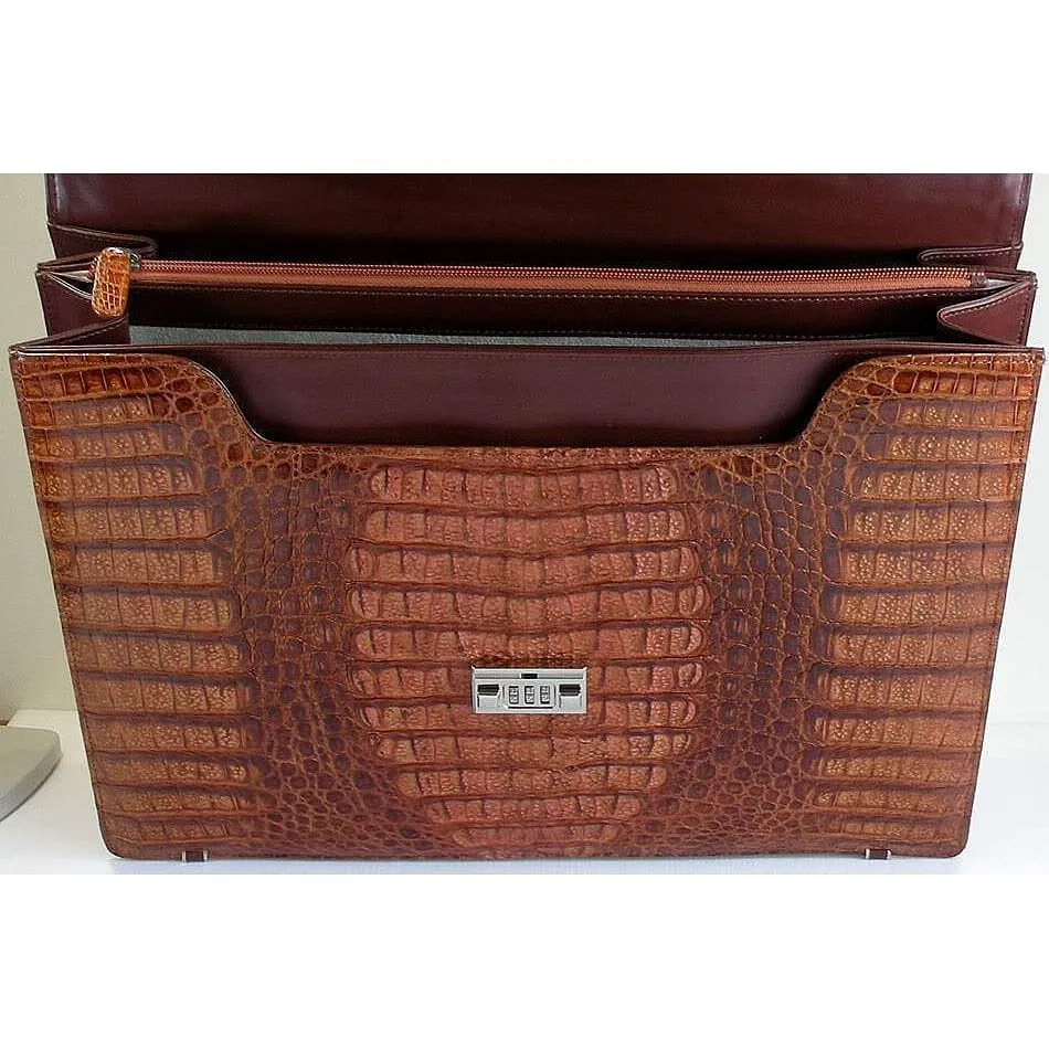 Cognac Big Crocodile Briefcase