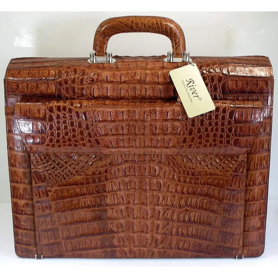 Cognac Big Crocodile Briefcase