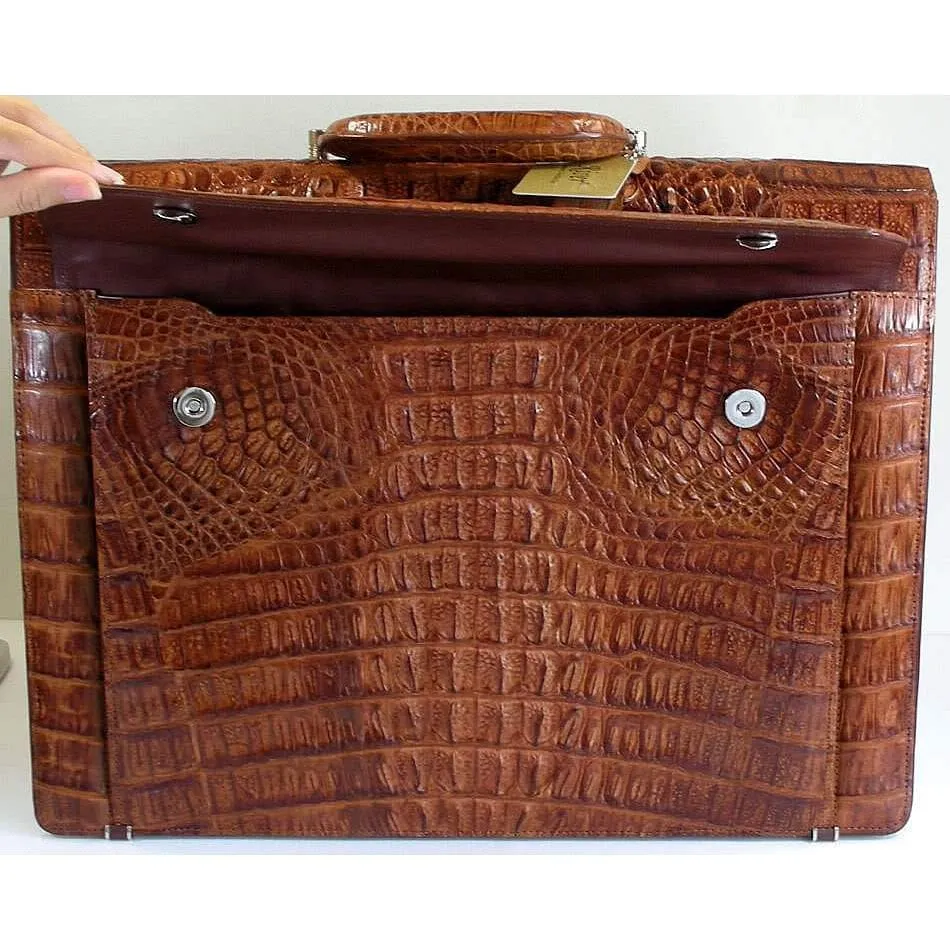 Cognac Big Crocodile Briefcase