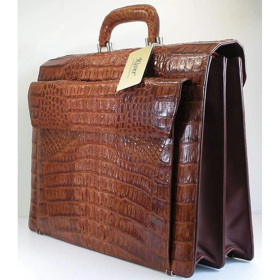 Cognac Big Crocodile Briefcase