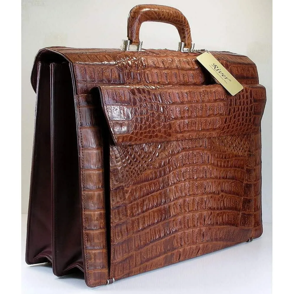 Cognac Big Crocodile Briefcase