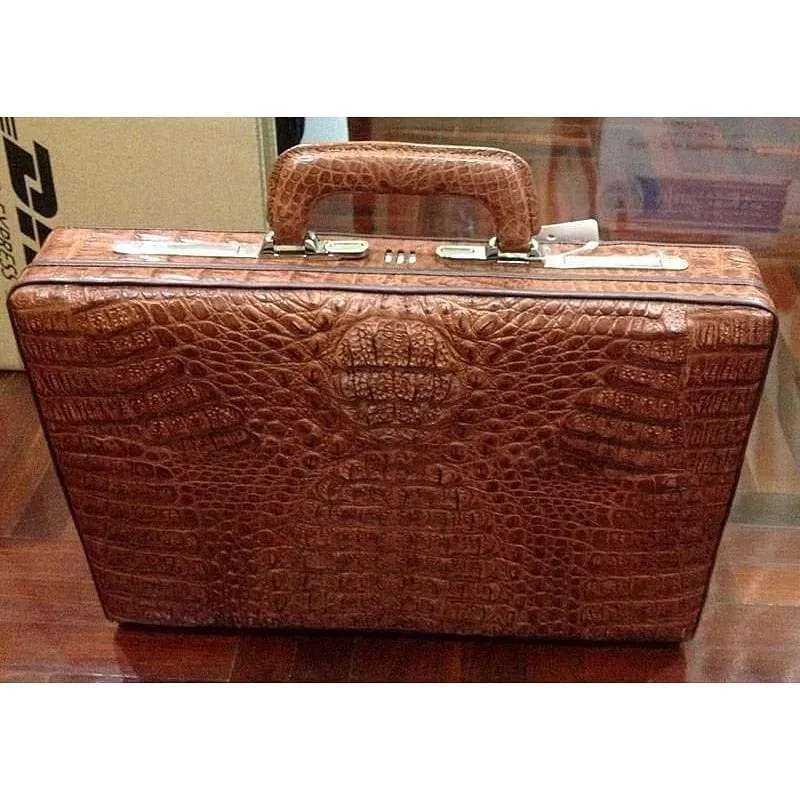 Cognac Crocodile Briefcase Suitcase