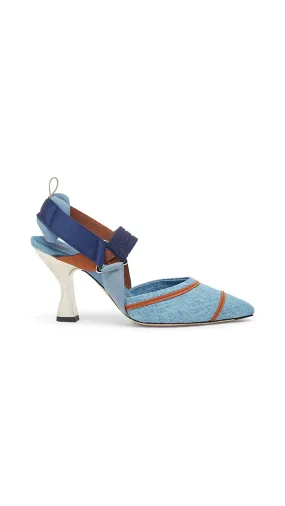 Colibrì Denim Slingbacks - Indigo/Brown