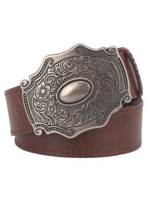 Cowgirl Metal Buckle Western Classical style lady belt casual