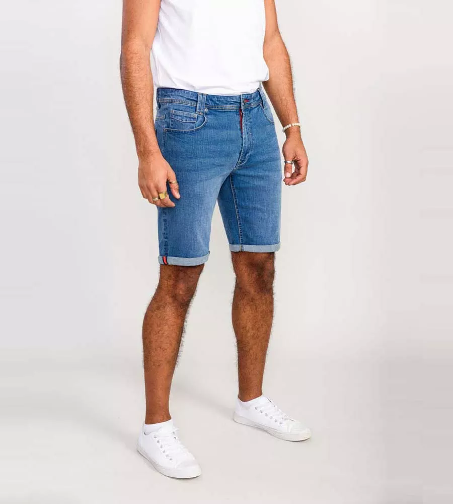 D555 Mens Blue Stretch Denim Shorts (SUFFOLK)