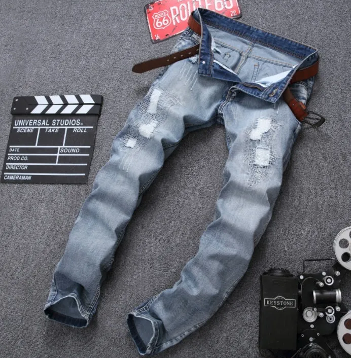 Distressed Slim Fit Ripped Jeans