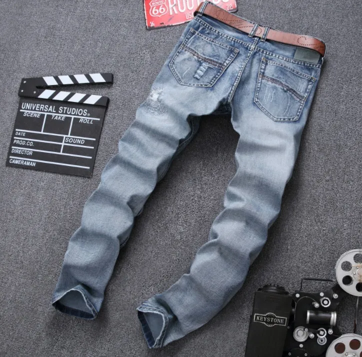 Distressed Slim Fit Ripped Jeans