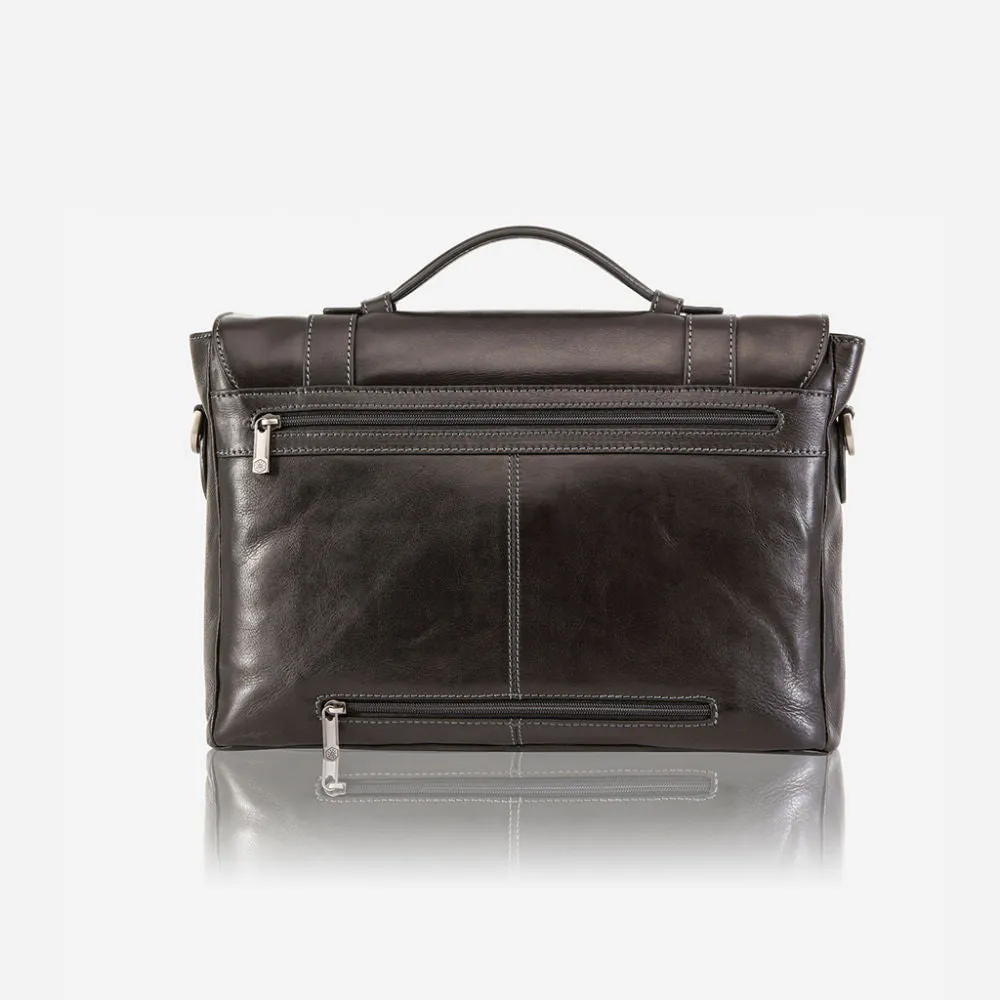 Double Buckle Laptop Briefcase, Black