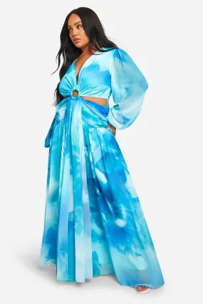 Dresses | Plus Printed Chiffon Cut Out Maxi Dress | boohoo