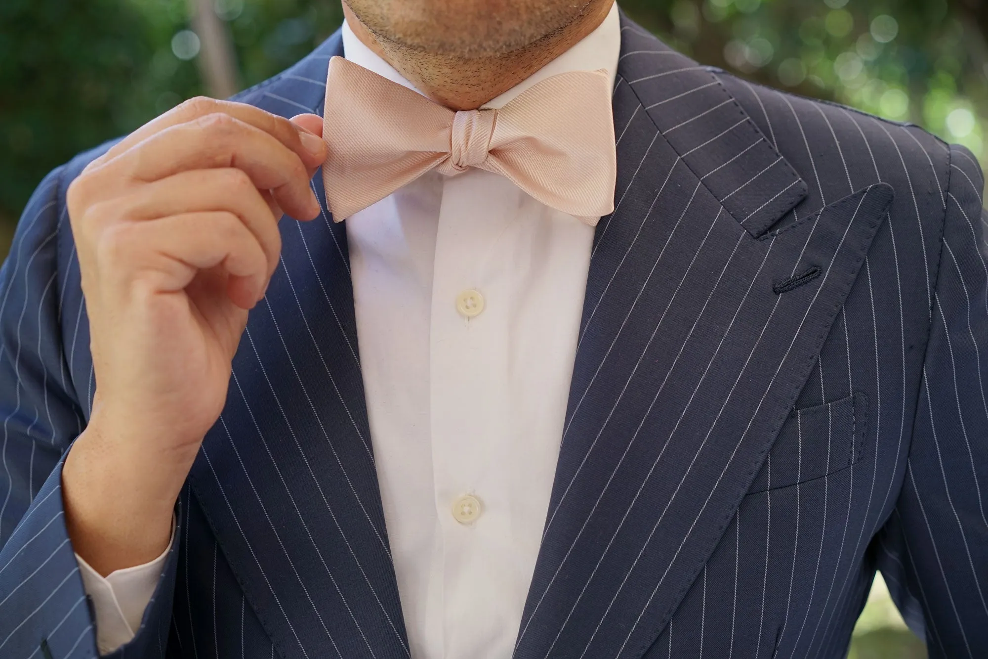 Dusty Rose Quartz Linen Self Bow Tie