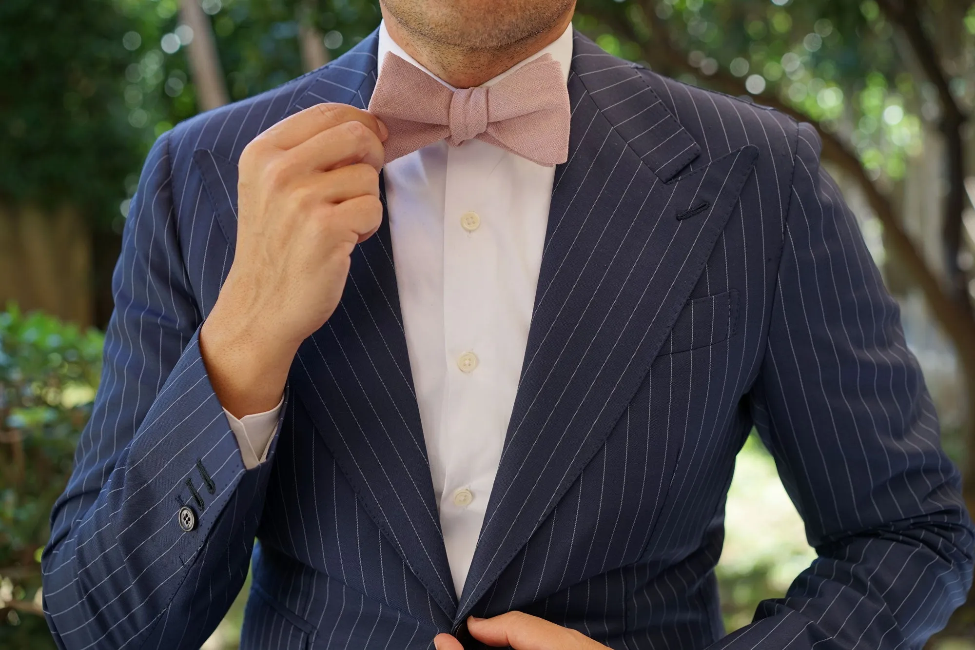 Dusty Rose Quartz Linen Self Bow Tie