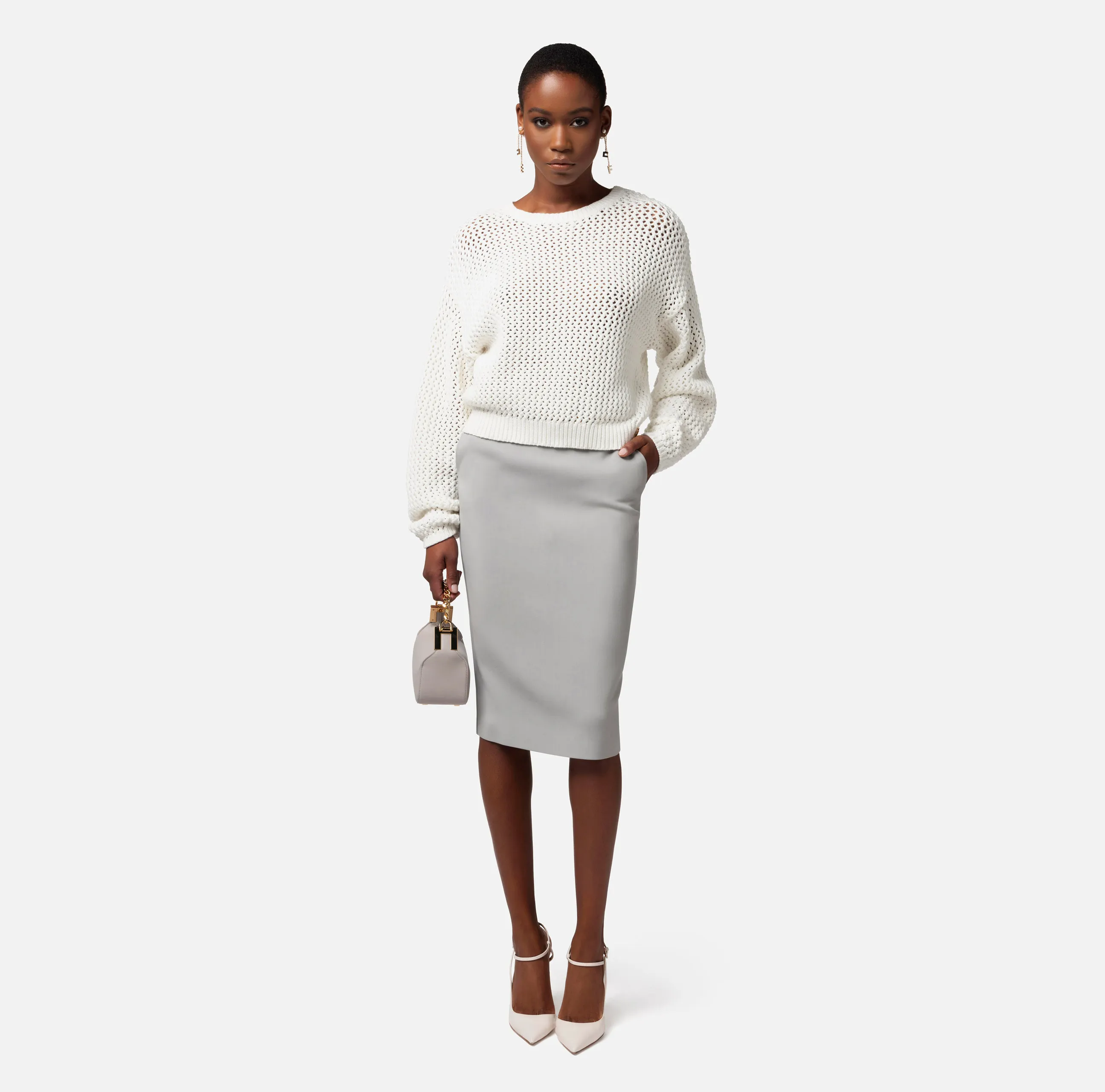 ELISABETTA FRANCHI  |Long Sleeves Plain V-neck & Crew neck