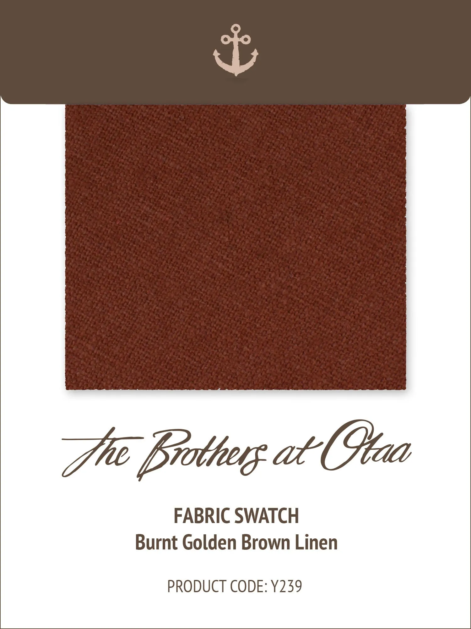 Fabric Swatch (Y239) - Burnt Golden Brown Linen