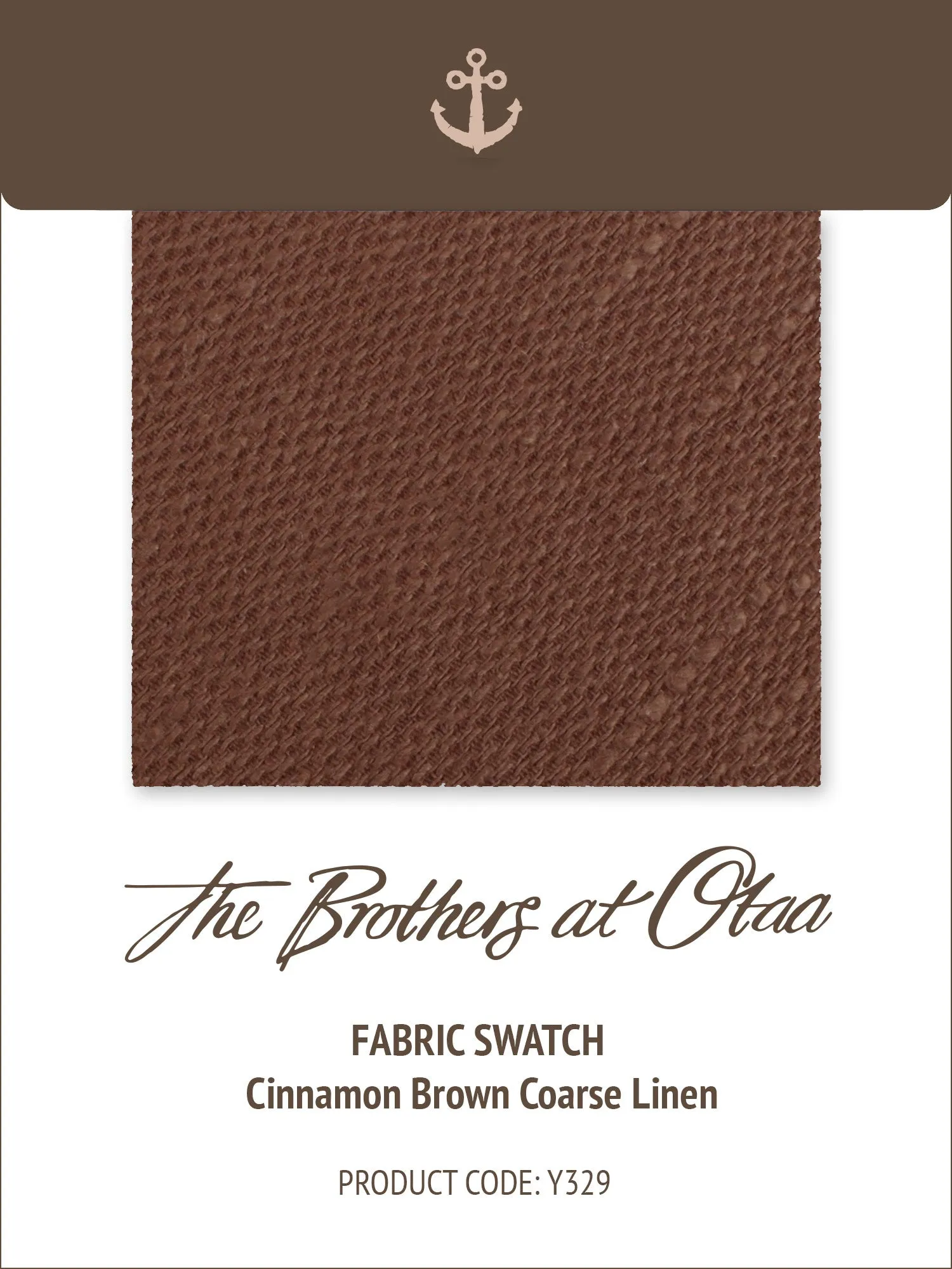 Fabric Swatch (Y329) - Cinnamon Brown Coarse Linen