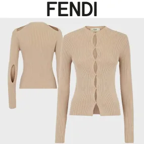 FENDI  |Casual Style Nylon Long Sleeves Plain Cotton Elegant Style