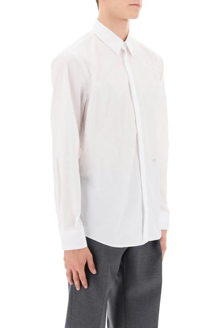 FENDI  |Long Sleeves Plain Cotton Logo Luxury Shirts