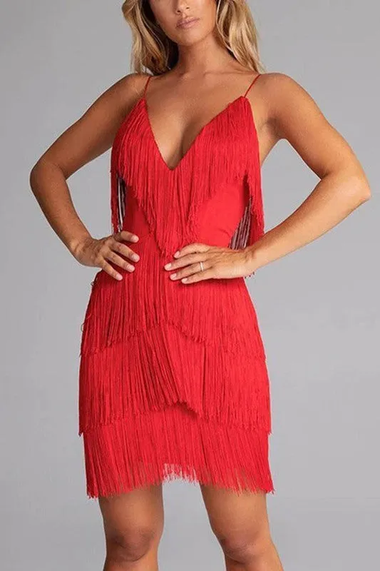 Fringe Tassel Club Party Prom Mini Dress