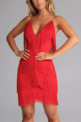 Fringe Tassel Club Party Prom Mini Dress