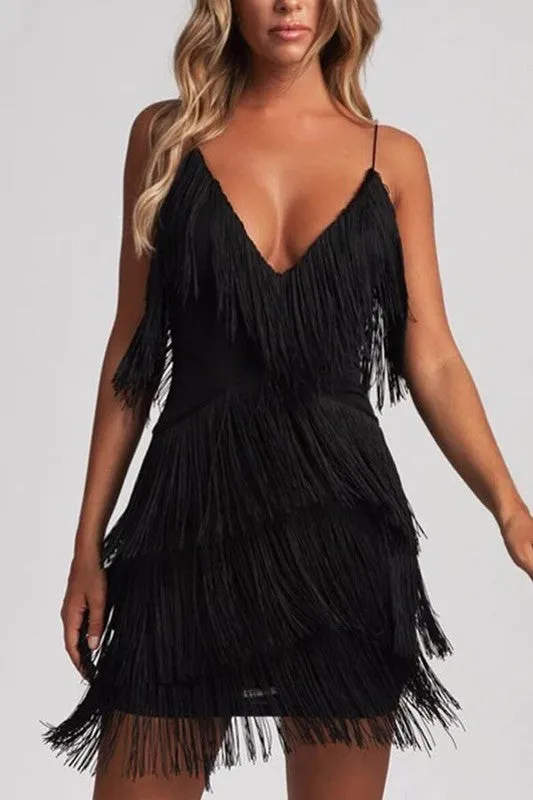 Fringe Tassel Club Party Prom Mini Dress