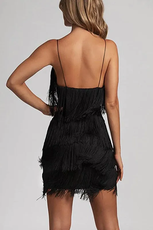 Fringe Tassel Club Party Prom Mini Dress