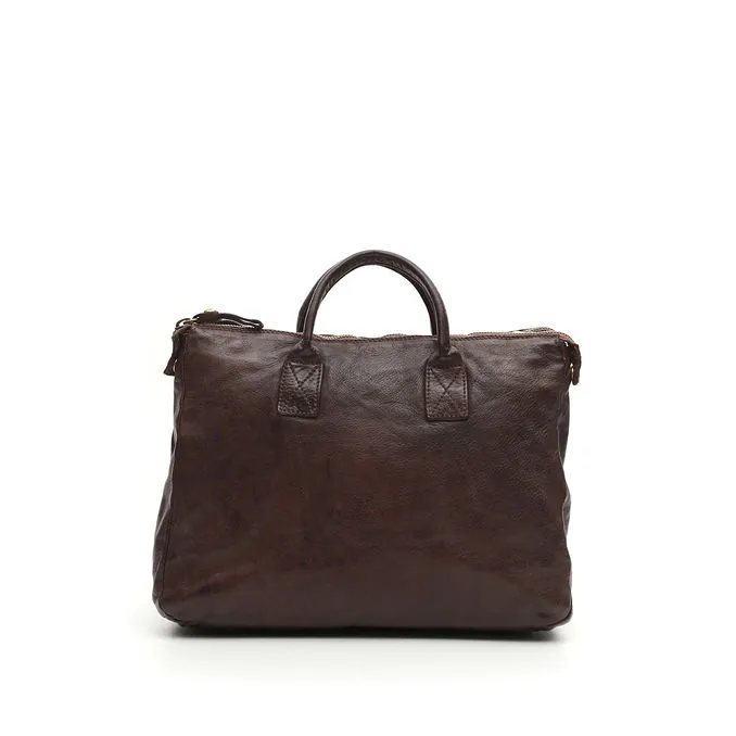 FUR BRIEFCASE WITH DOUBLE ZIP Man Brown