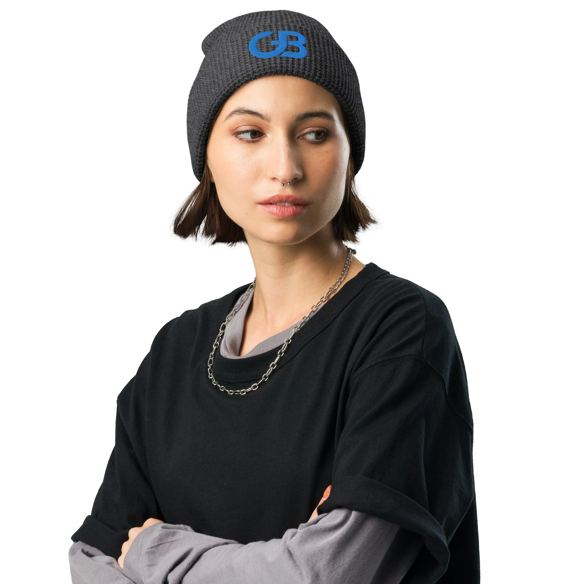 Gerald Black Waffle Beanie AQUA