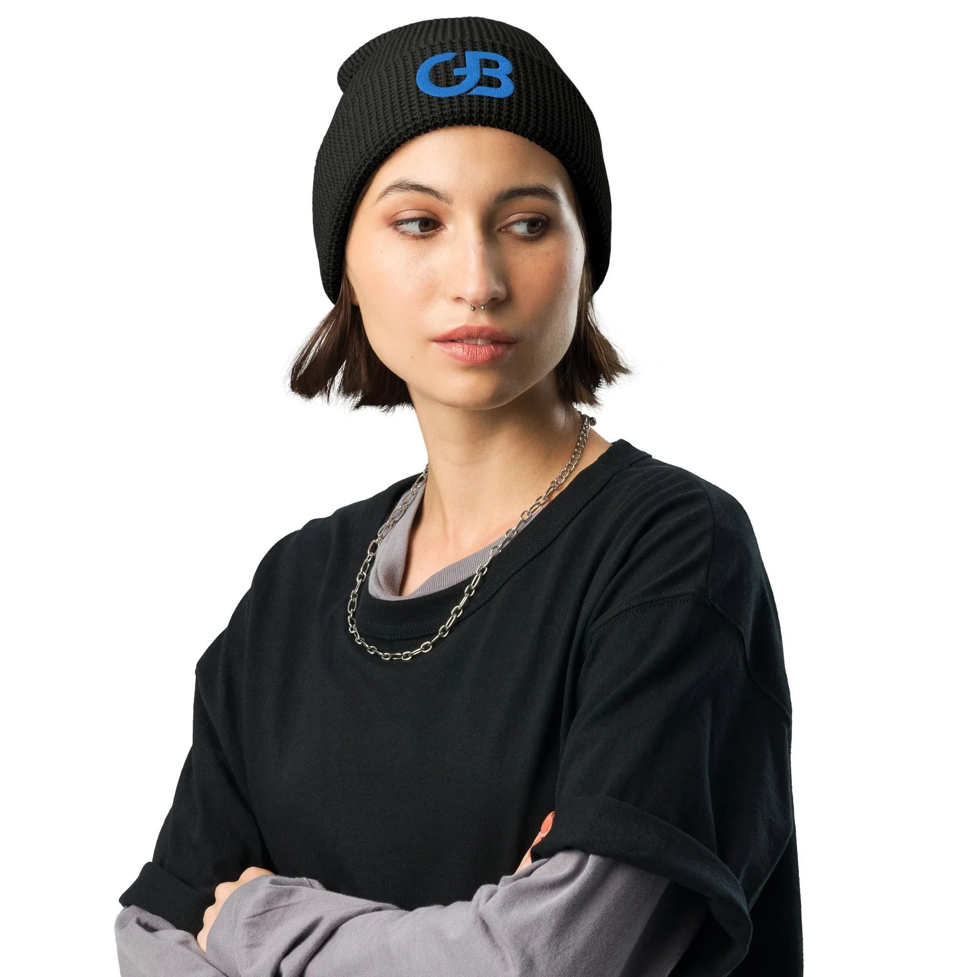 Gerald Black Waffle Beanie AQUA