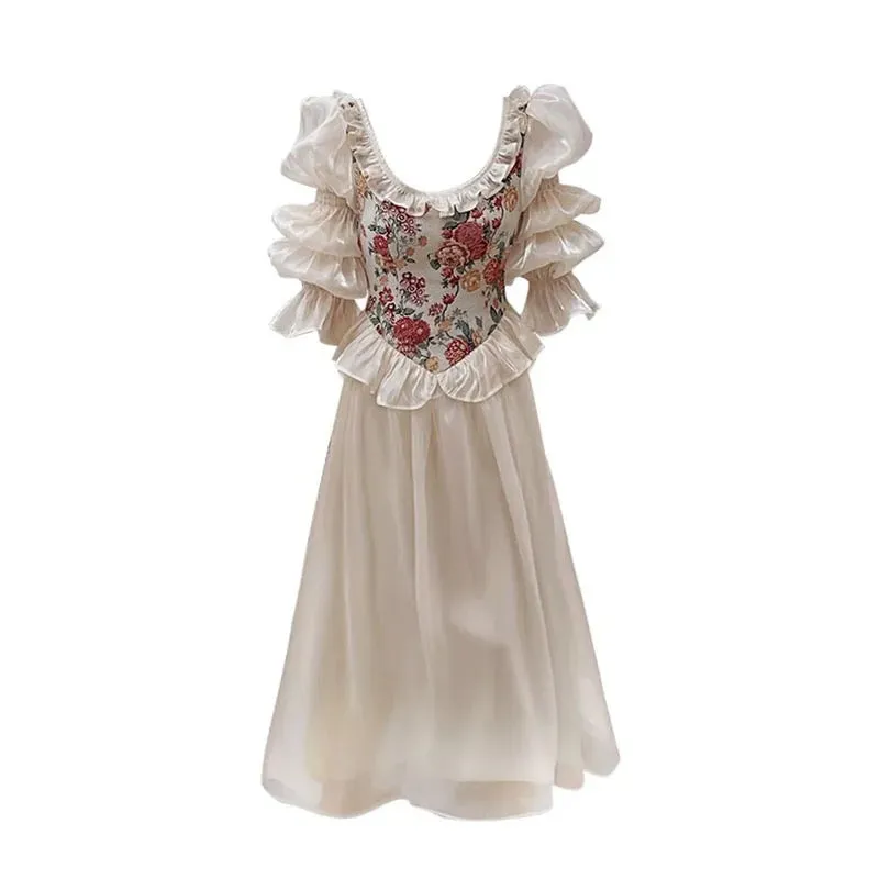 Golden Honeyflower Vintage-style Fairytale Princess Dress